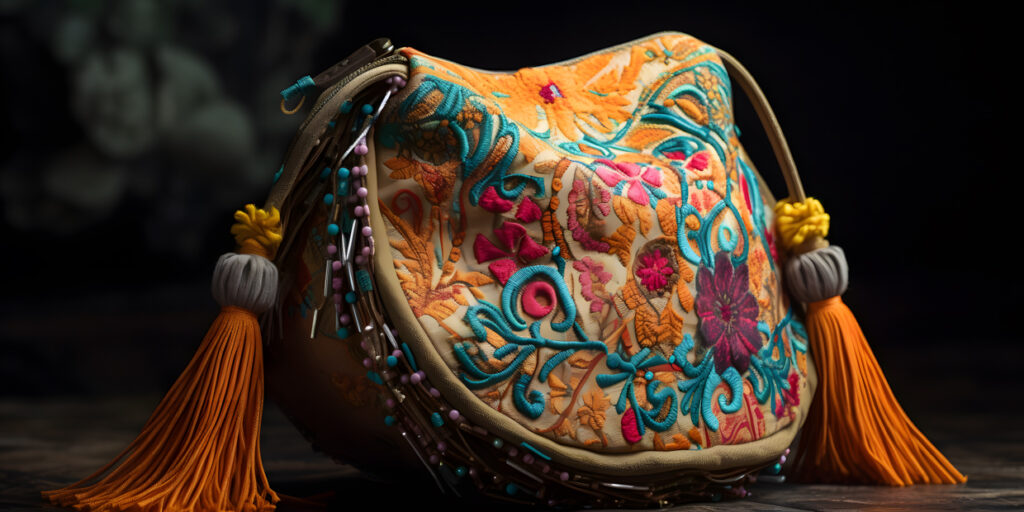 bohemian style purse with tassels and embroidery one