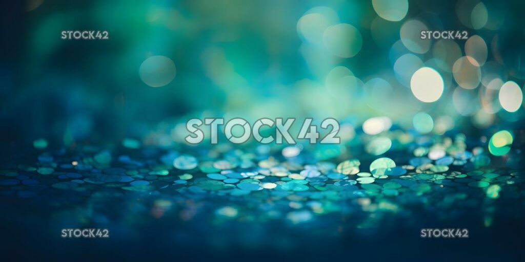 bokeh background in shades of blue and green