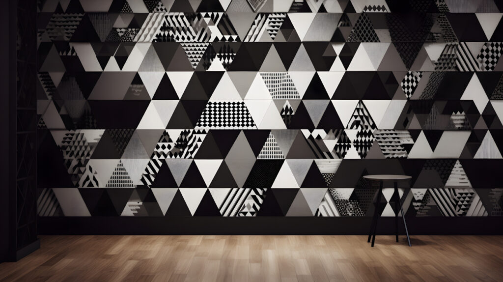 bold geometric pattern of triangles and diamonds in shade