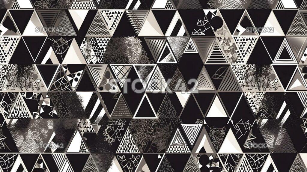 bold geometric pattern of triangles and diamonds in shade two