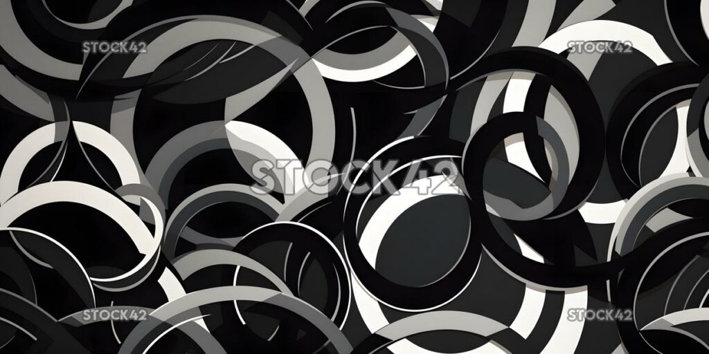 bold graphic pattern of interlocking circles in shades of three