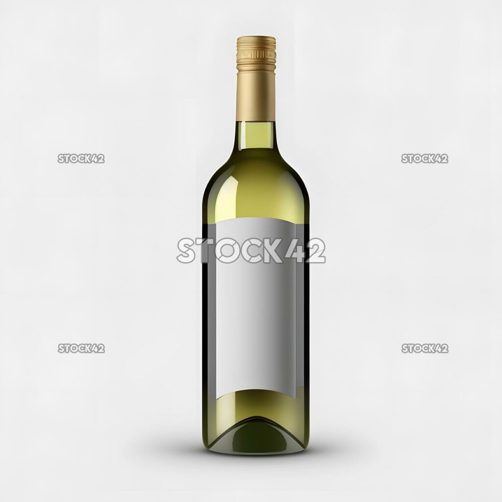 botella vino blanco fondo blanco realista uno