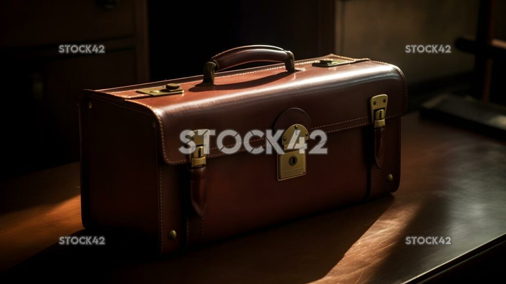 briefcase with a combination lock and a leather portfolio