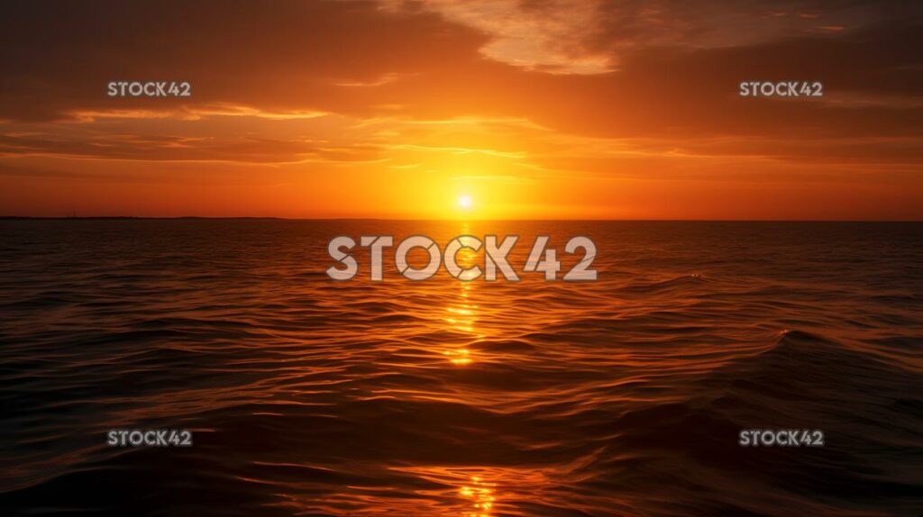 bright orange sun setting over a calm ocean symbolizing a