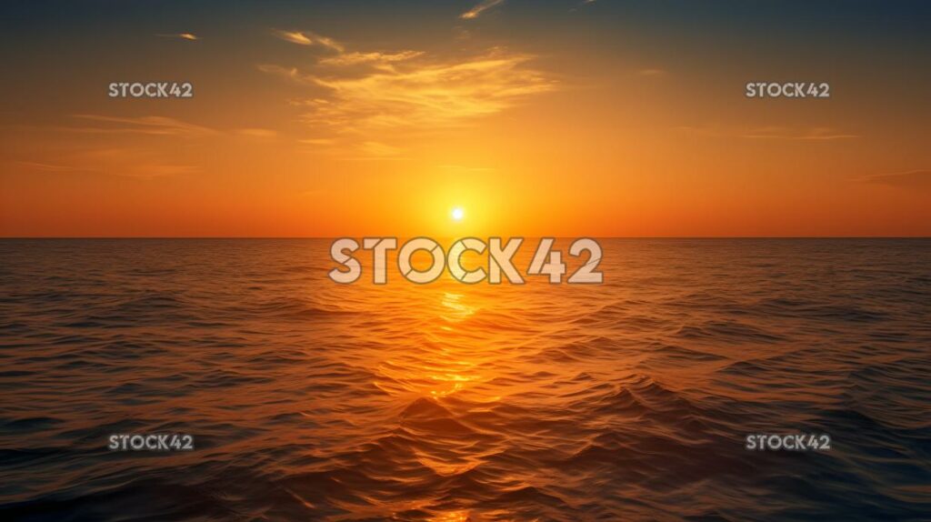 bright orange sun setting over a calm ocean symbolizing a one