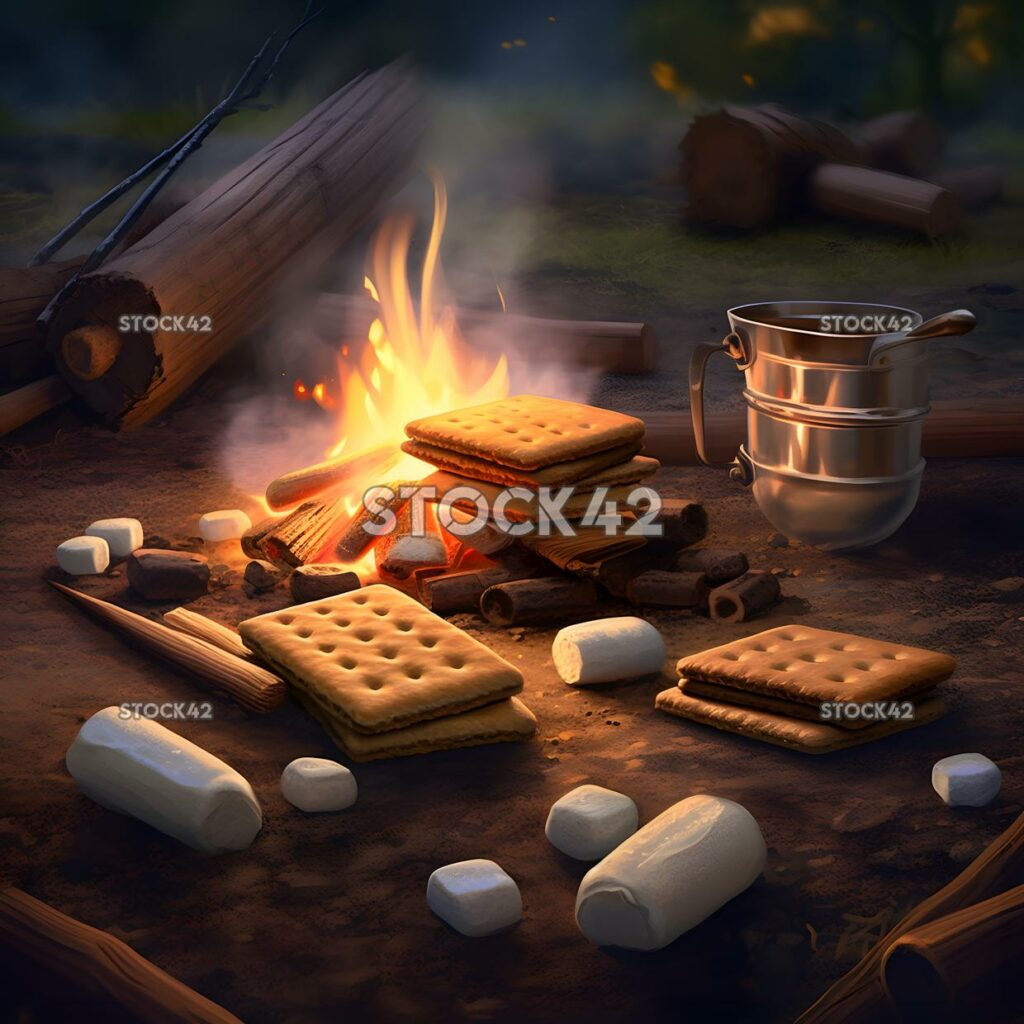 camping trip campfire s mores Hyper-realistic one