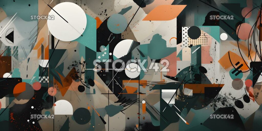 chaotic collage of abstract shapes and textures five