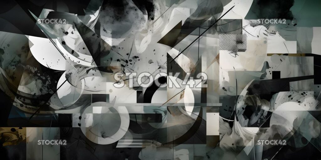 chaotic collage of abstract shapes and textures four