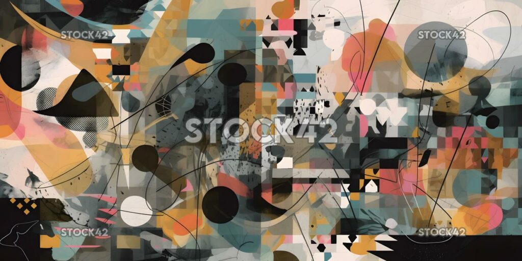 chaotic collage of abstract shapes and textures two