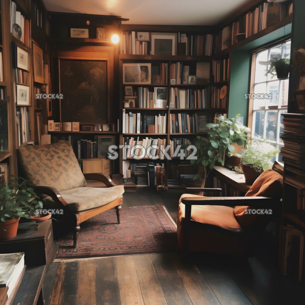 charming and cozy bookshop with shelves filled with books two