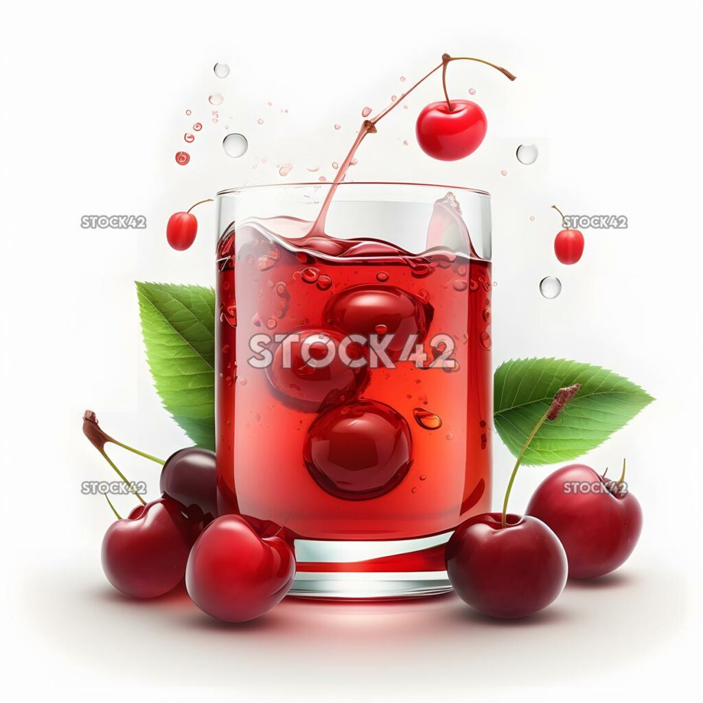 cherry juice blank white background realistic