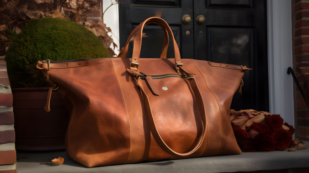 chic and timeless leather weekender bag ideal for a weeke three