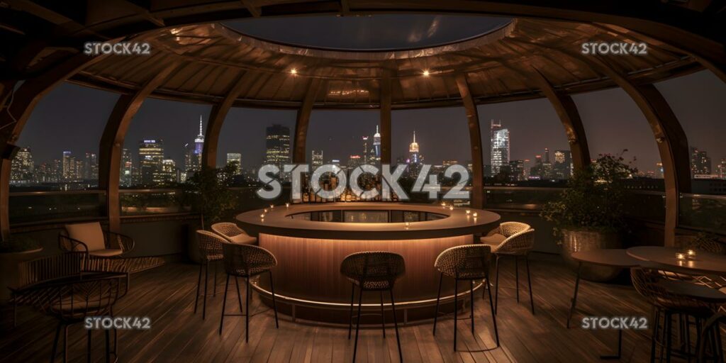 chic and trendy rooftop bar with stunning views of the ci two