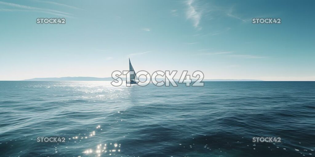 clear blue ocean with a lone sailboat in the distance sym one