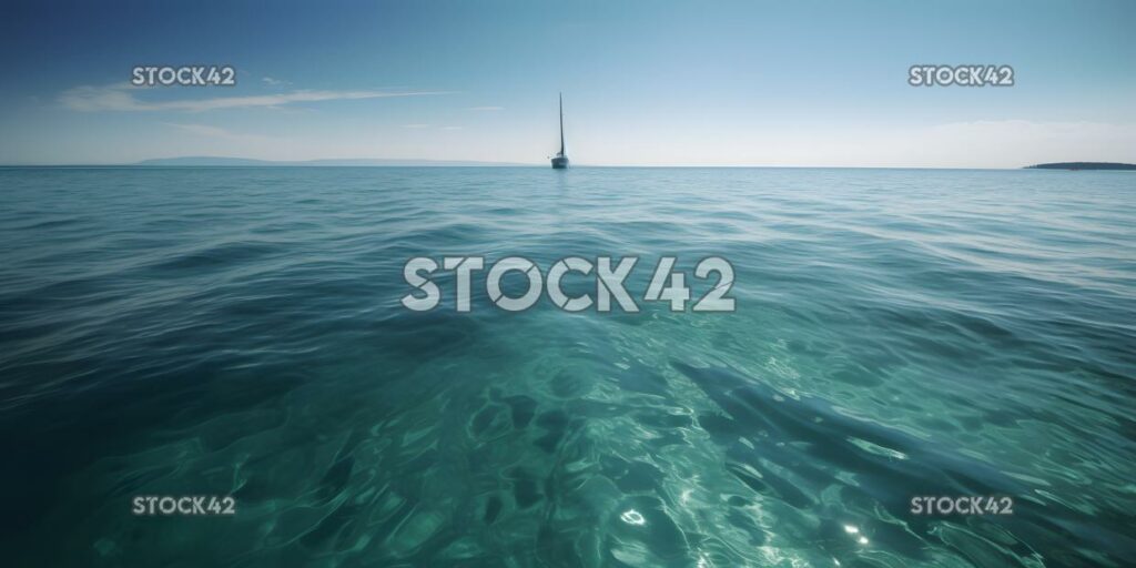 clear blue ocean with a lone sailboat in the distance sym three