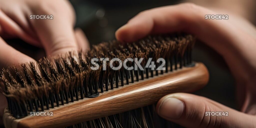 close-up of a brush being used to style a persons hair two