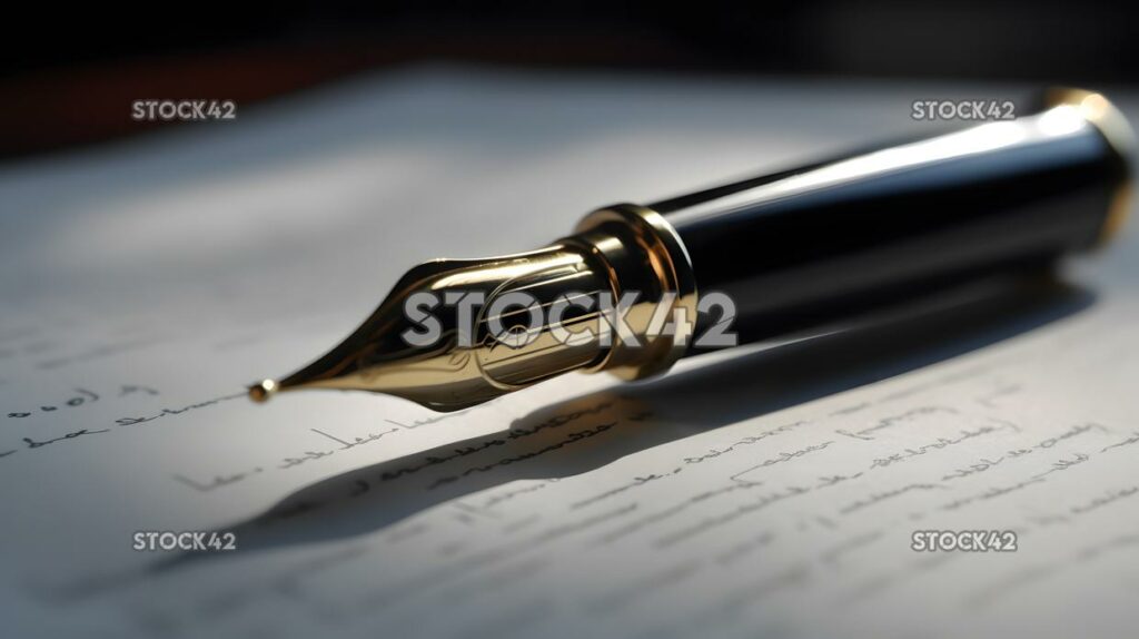 close-up of a fountain pen on top of a contract document one