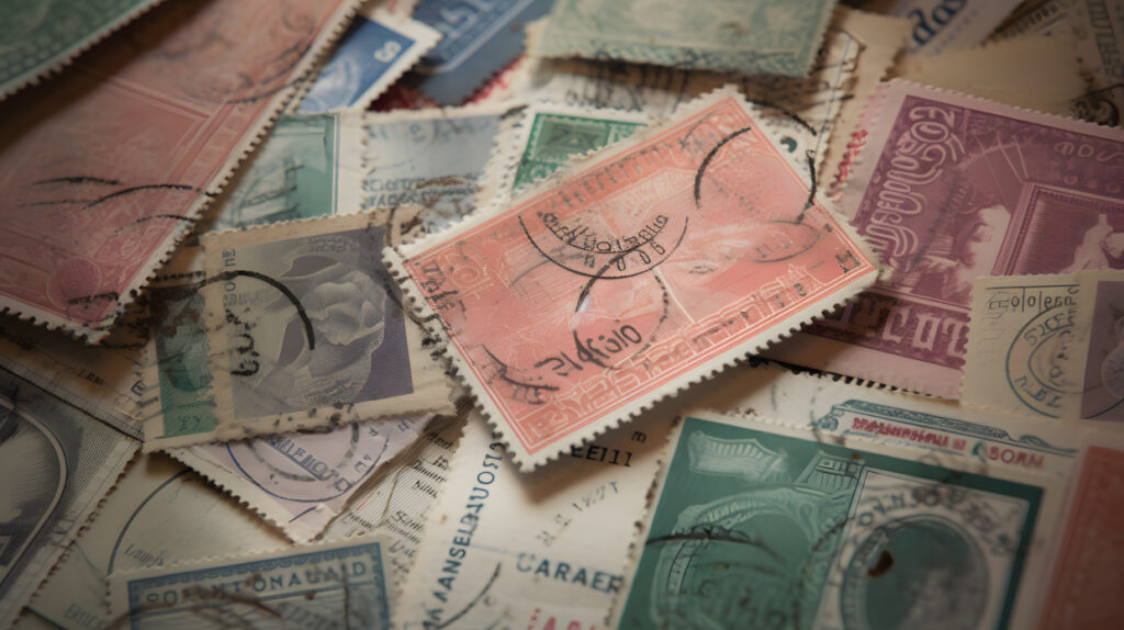 close-up of a passport with colorful stamps from differen