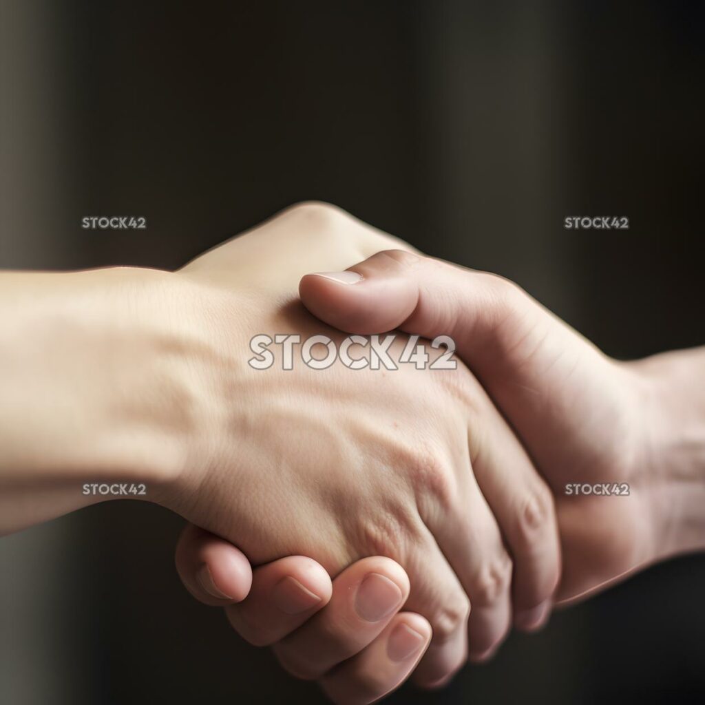 close-up of a persons hand giving a firm handshake one