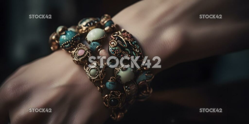 close-up of a womans fashionable bracelet one