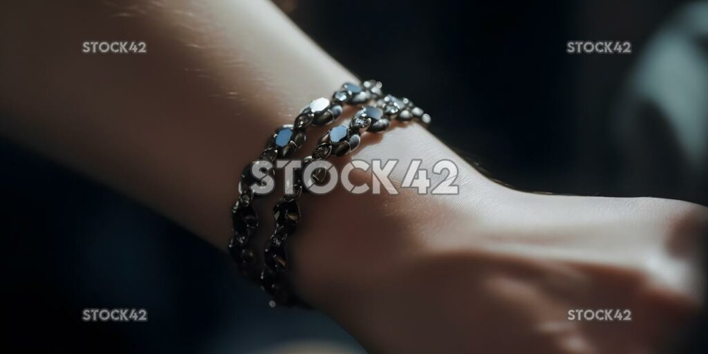 close-up of a womans fashionable bracelet three