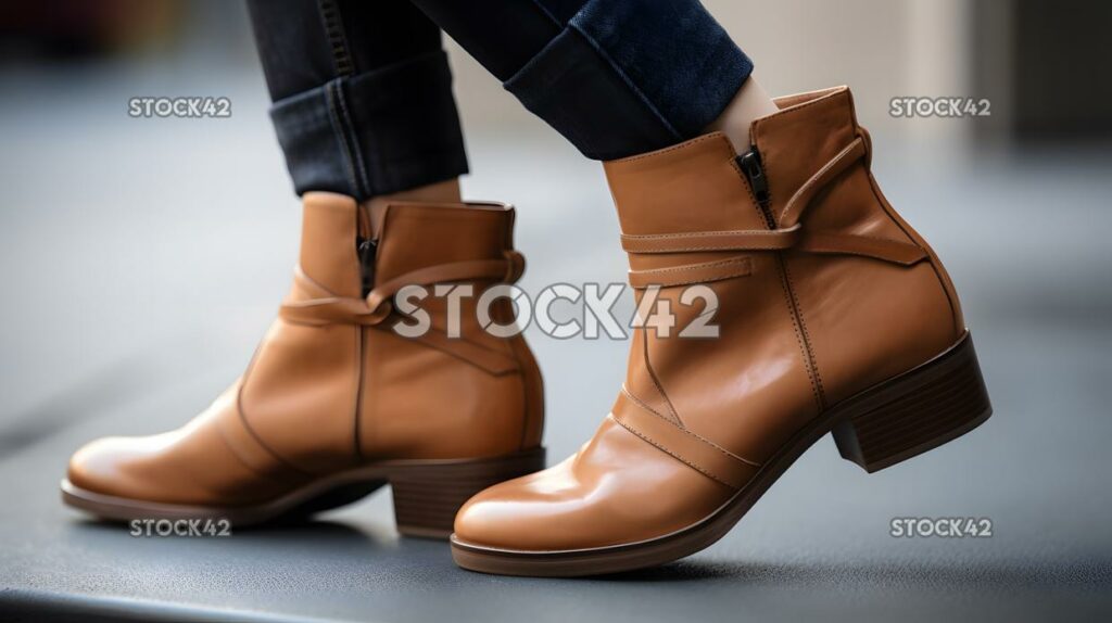 close-up of a womans stylish ankle boots