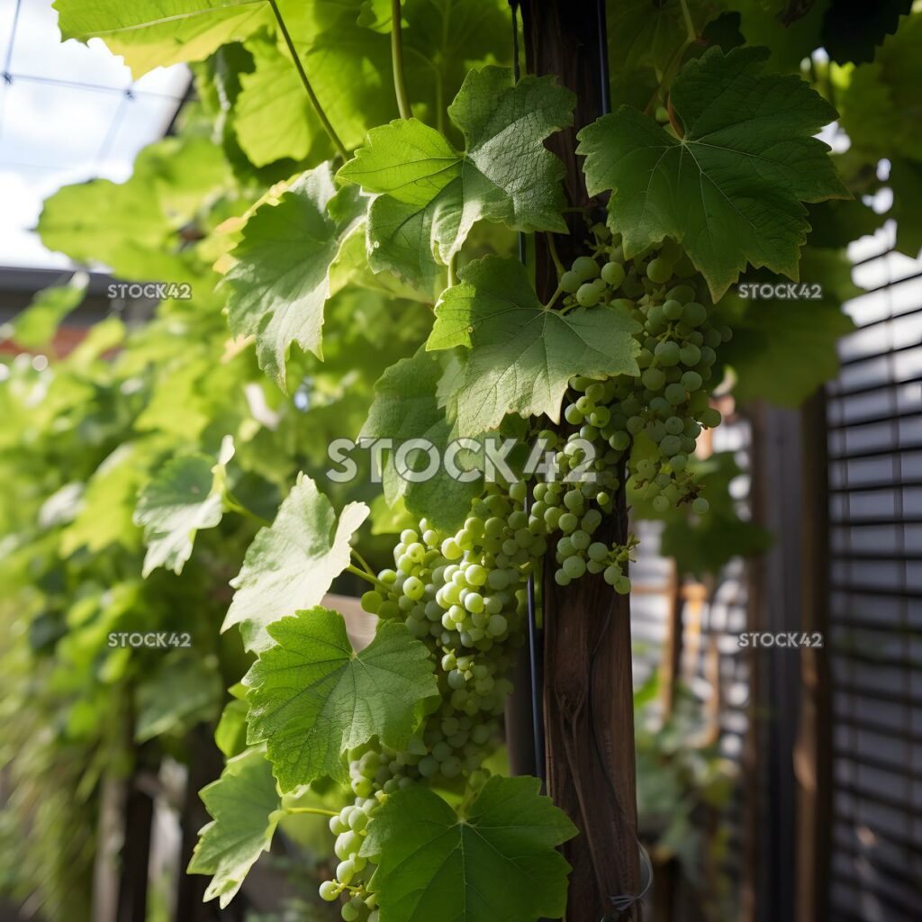 cluster of grapevines growing on a trellis