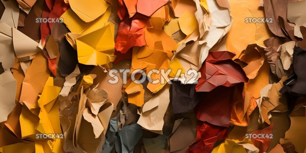 collage of torn paper in warm colors three