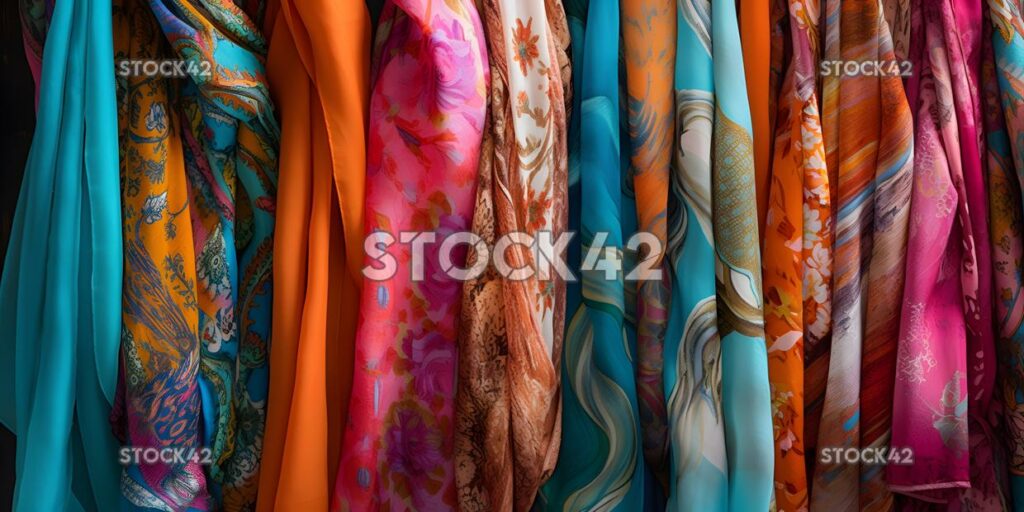 collection of colorful and patterned silk scarves ideal f