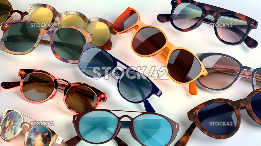 Colección de gafas de sol de diseño en varias formas y c