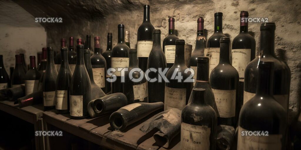 Colección de vinos raros y caros en una bodega