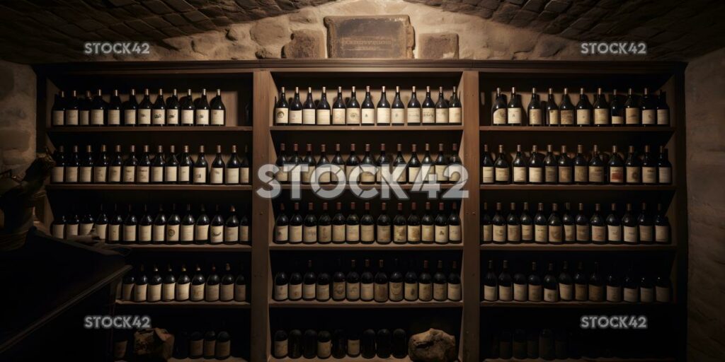 Colección de vinos raros y caros en una bodega tres