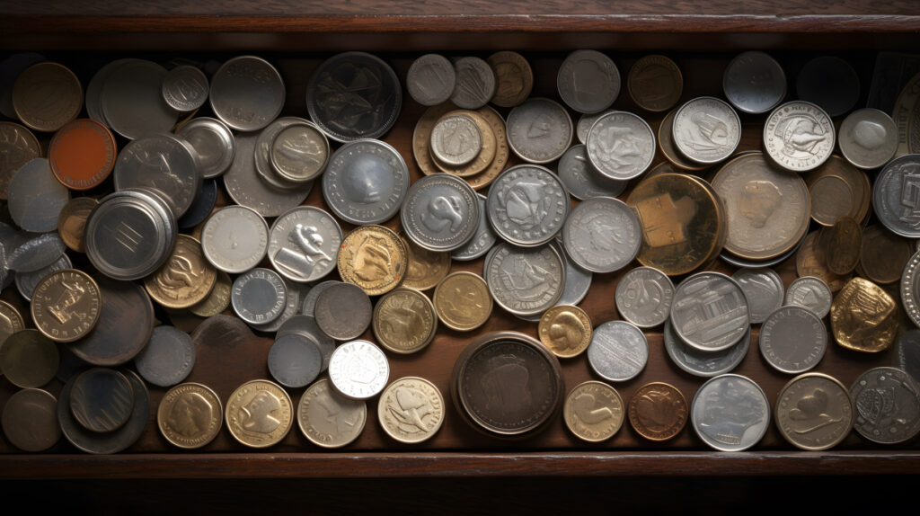 Colección de monedas raras y valiosas de diferentes países