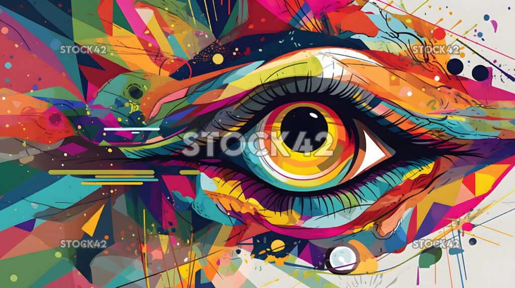 colorful abstract design drawing the eye to different par one