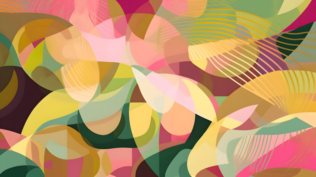 colorful abstract pattern of overlapping shapes in shades