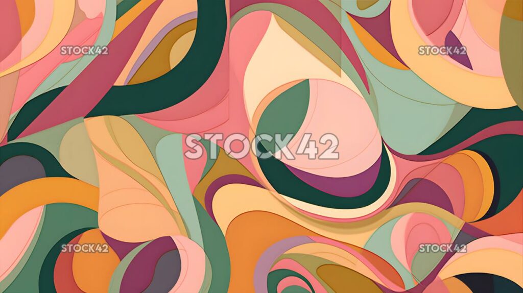 colorful abstract pattern of overlapping shapes in shades one