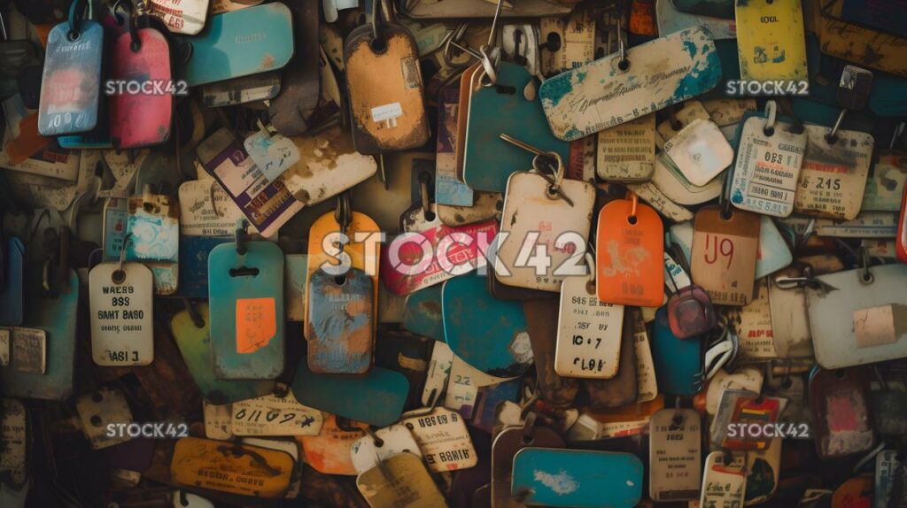 colorful and eclectic array of luggage tags from past tri