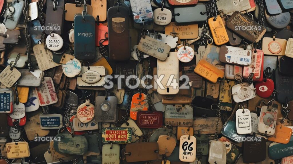 colorful and eclectic array of luggage tags from past tri one