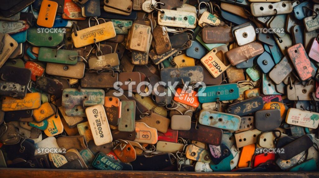 colorful and eclectic array of luggage tags from past tri three