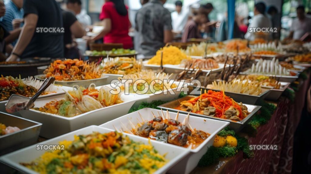 colorful and vibrant food festival with a variety of cuis