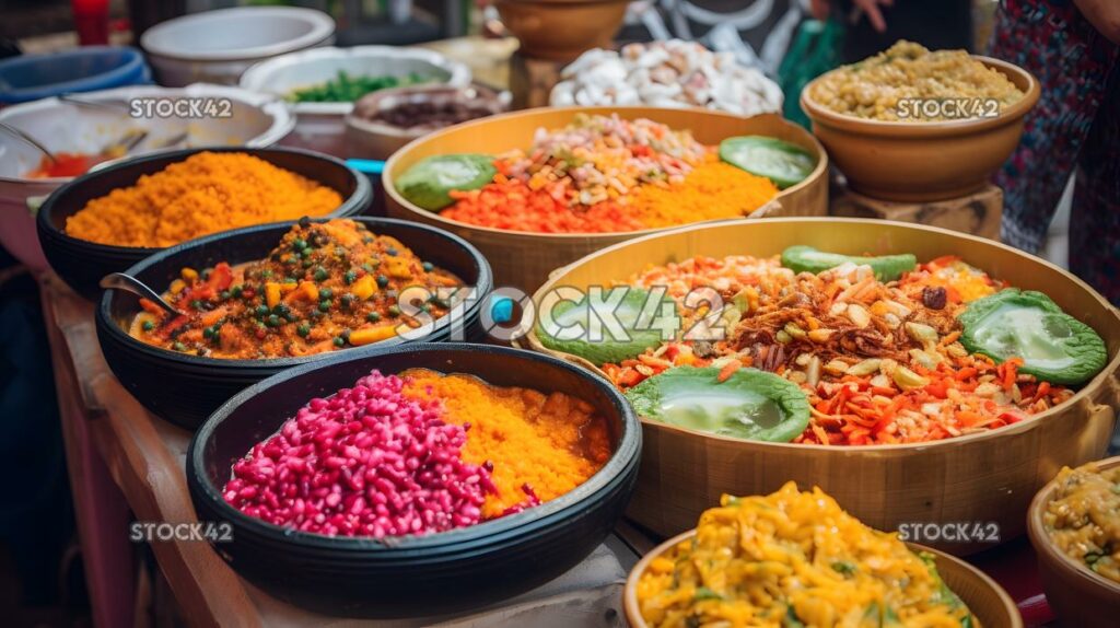 colorful and vibrant food festival with a variety of cuis one