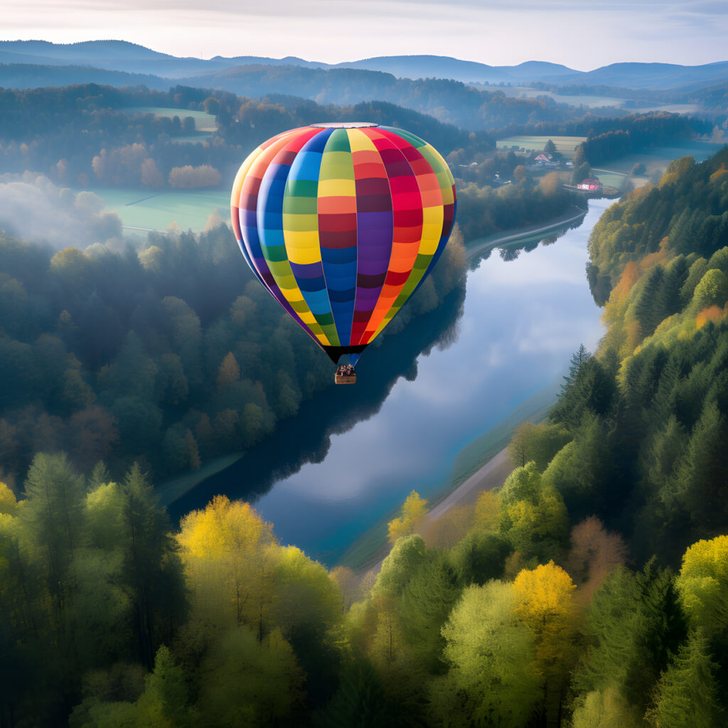 colorful hot air balloon ride over a breathtaking landsca two