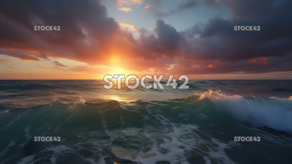 colorful sunrise over the ocean with a cloudy sky one