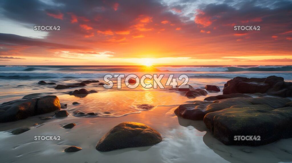 bunter sonnenaufgang über dem ozean mit einem bewölkten himmel drei