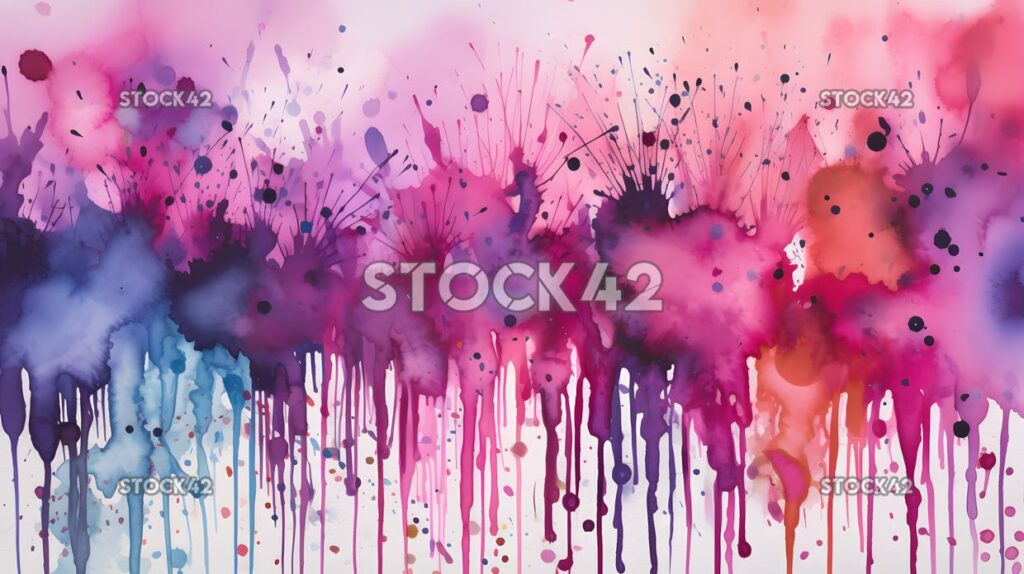 Bunte Aquarellwaschung mit Tropfen und Spritzern in Shad