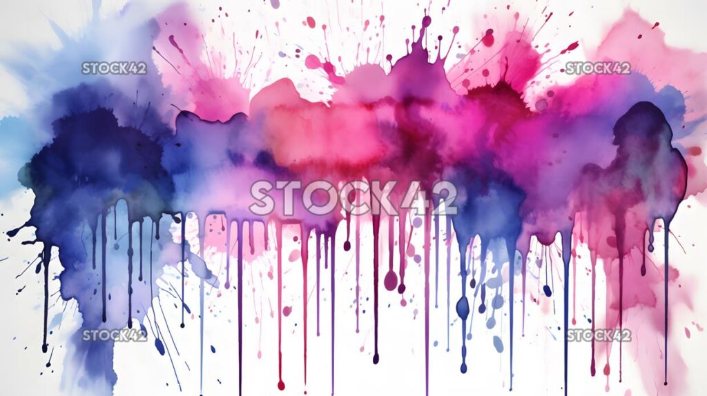 colorful watercolor wash with drips and splatters in shad one