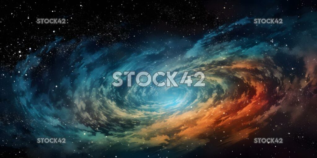 cosmic background with swirling galaxies and stars two