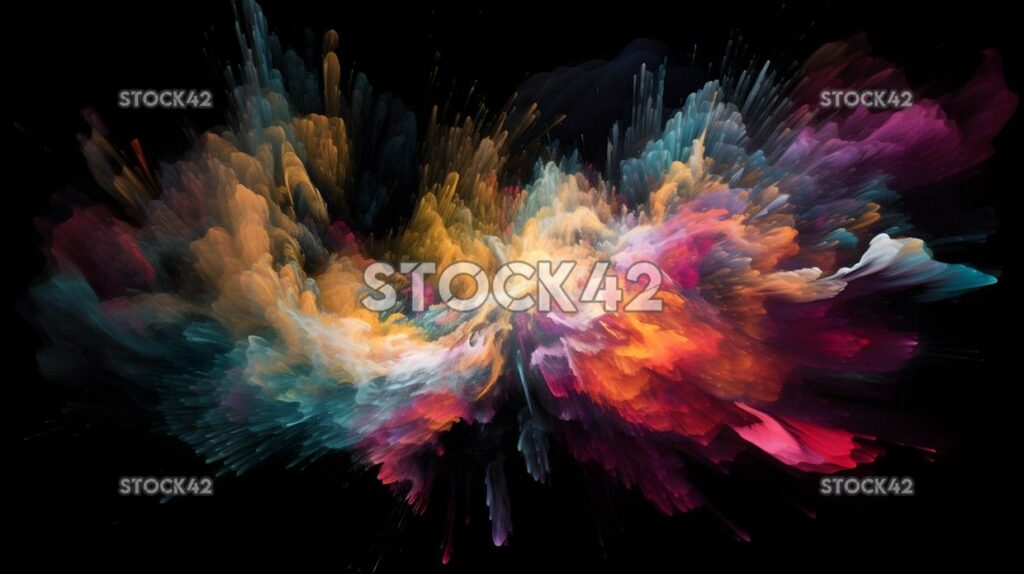 cosmic explosion of swirling colors and shapes on a black one