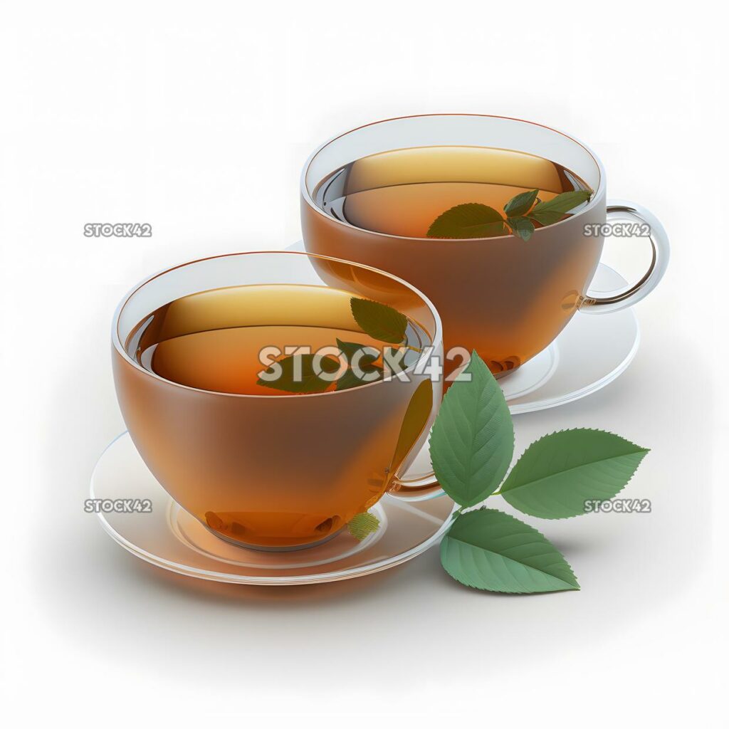 couple of tea  blank white background realistic digital r one