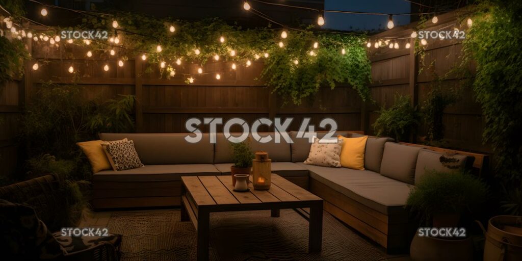 cozy and inviting outdoor seating area with comfortable f